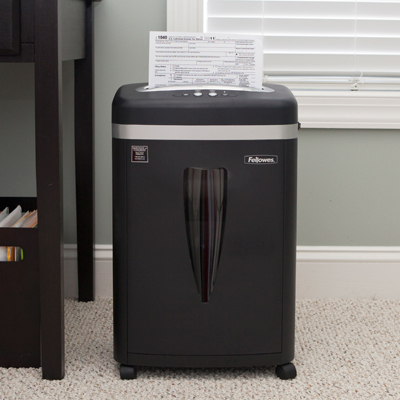 FELLOWES® MS-450Cs Micro-Cut Shredder - This sleek, ultra-quiet personal shredder shreds up to 7 sheets of paper per pass into micro-cut shred that is 10 times smaller than standard cross cut.